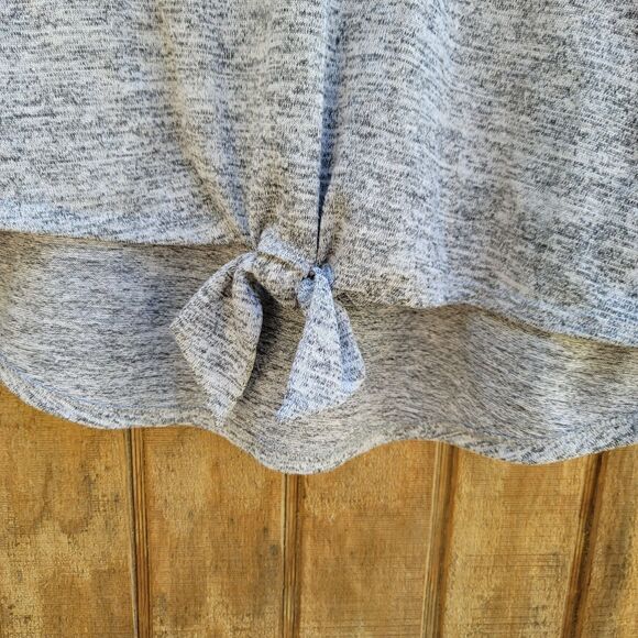 Anthropologie Fig & Flower Heather Gray Embroidered Tie Front Blouse Wm Sz PL - Picture 4 of 12